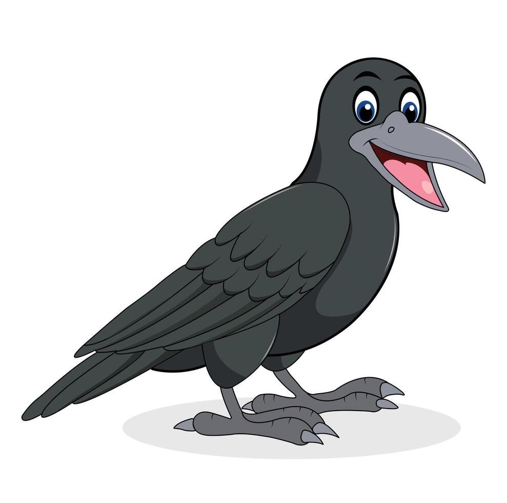 corbeau isolé sur blanc Contexte dessin animé style vecteur illustration