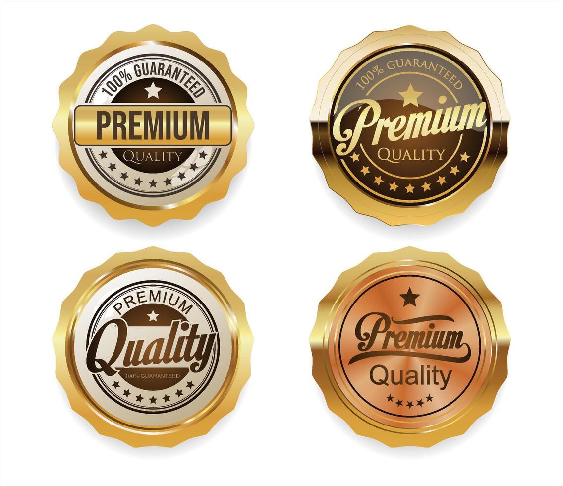 collection de d'or et bronze luxe prime qualité badges vecteur