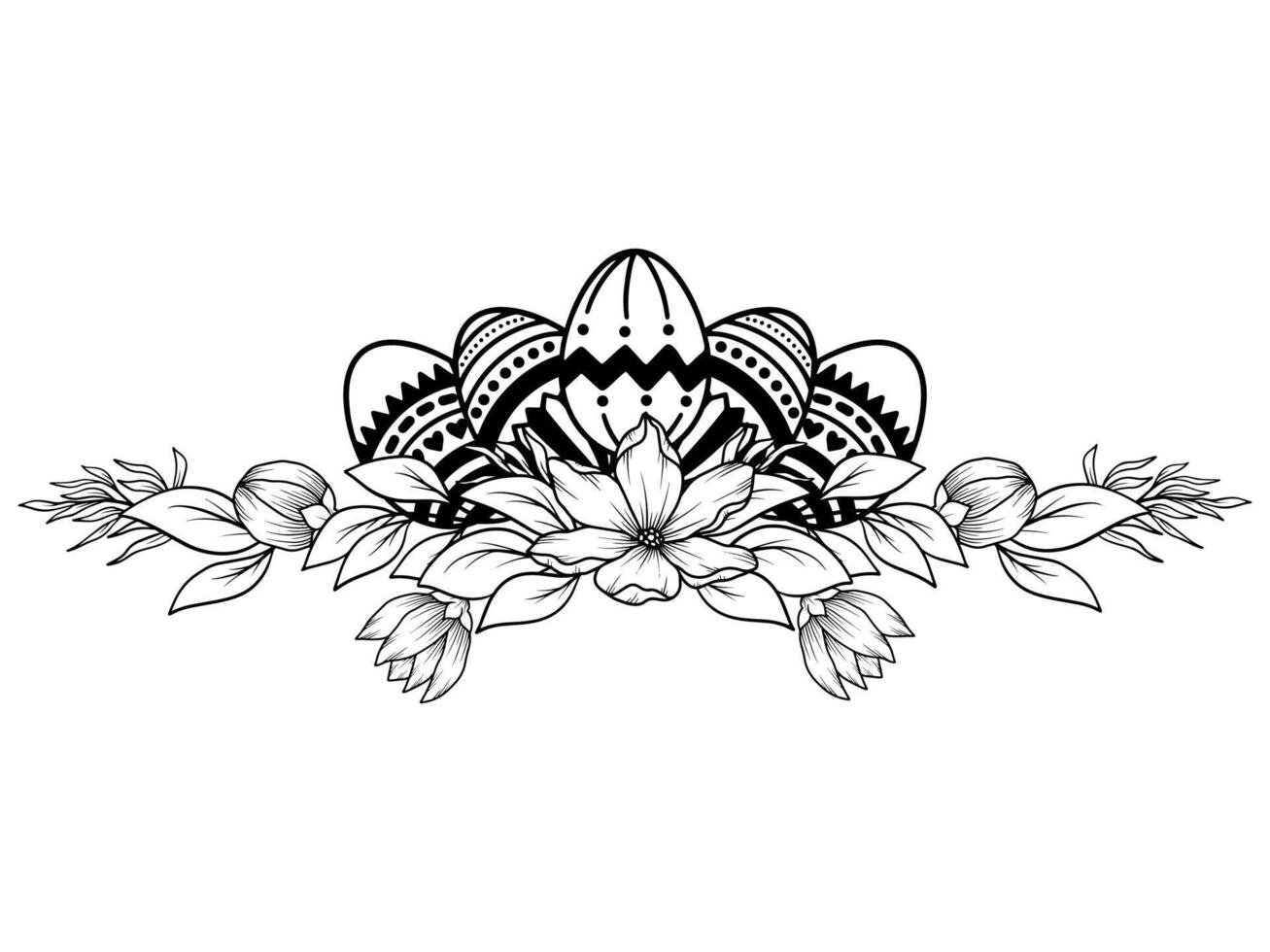 Pâques fleur des œufs contour illustration vecteur