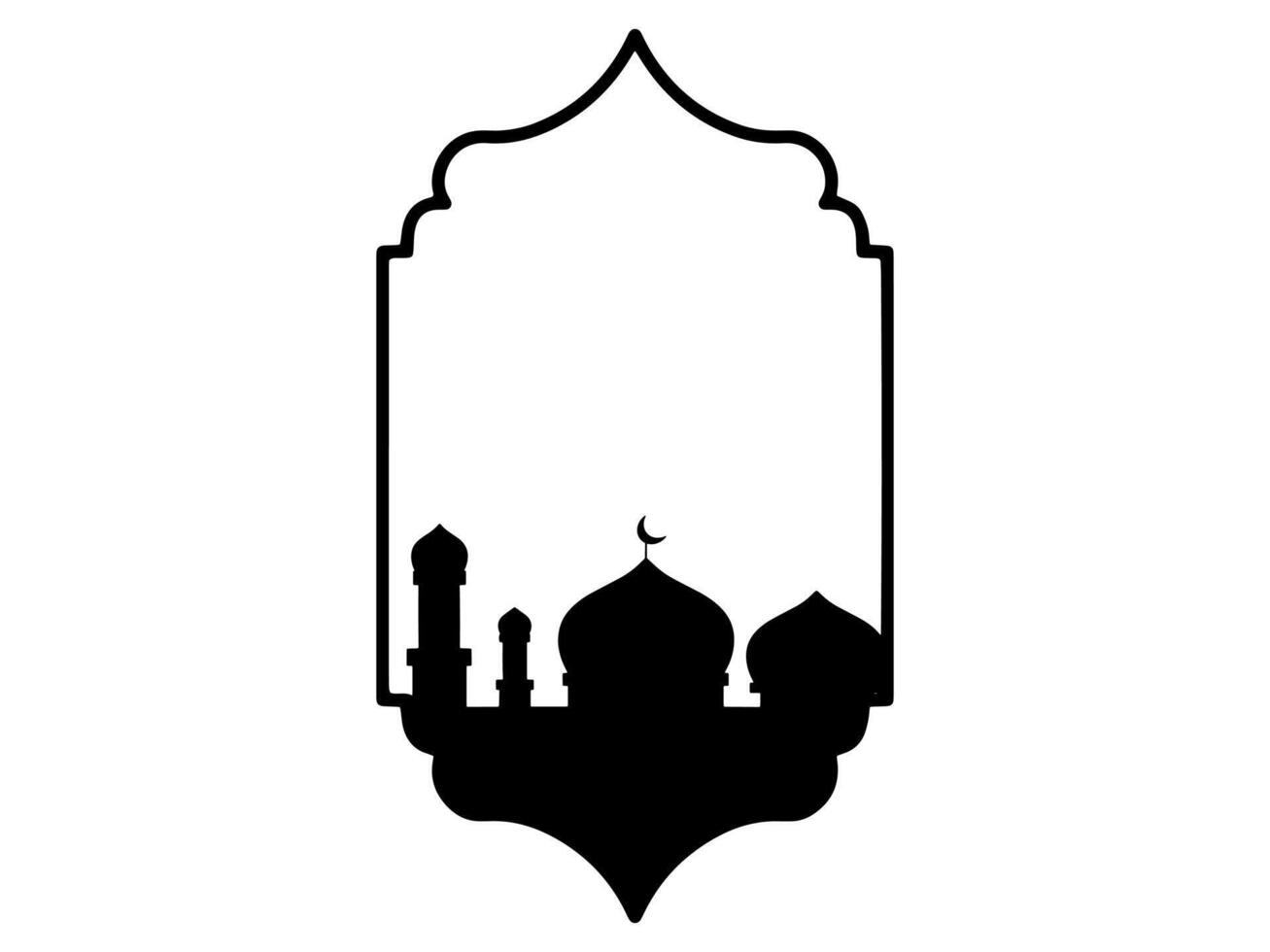 mosquée eid Al fitr noir et blanc Cadre Contexte vecteur