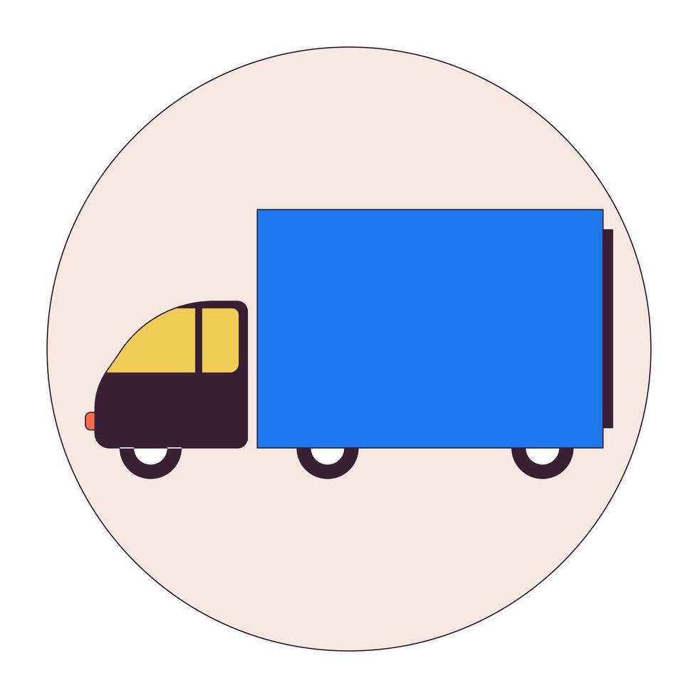 livraison un camion 2d linéaire dessin animé objet. cargaison porter camion. livraison un service véhicule isolé ligne vecteur élément blanc Contexte. transport affaires Couleur plat place illustration