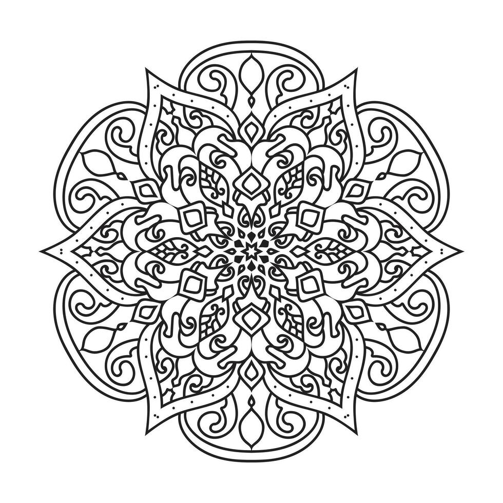 contour mandala pour coloration livre décoratif rond ornement vecteur