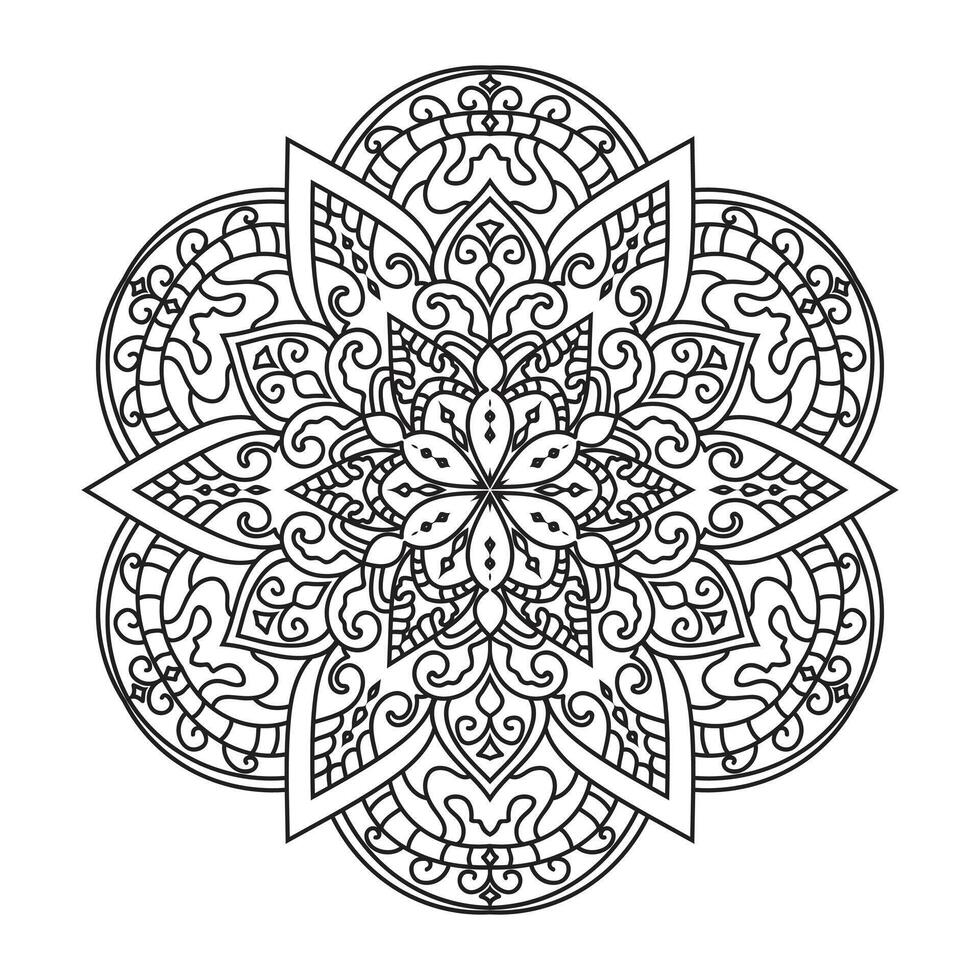 contour mandala pour coloration livre décoratif rond ornement vecteur