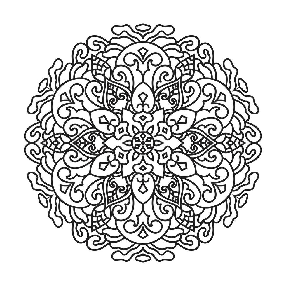 contour mandala pour coloration livre décoratif rond ornement vecteur