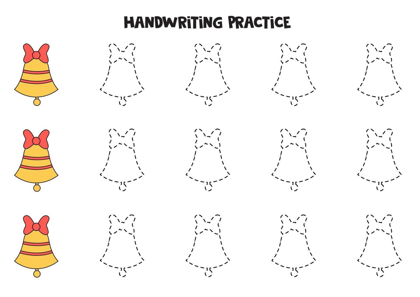 tracer des contours pour les enfants avec des cloches de noël. pratique de l'écriture manuscrite. vecteur
