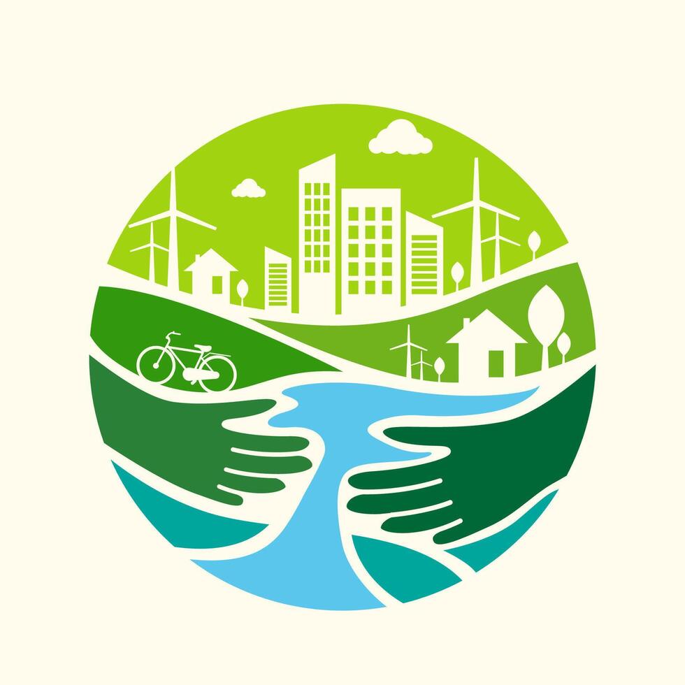 écologie.Les villes vertes aident le monde avec des idées de concept écologiques.Illustration vectorielle vecteur