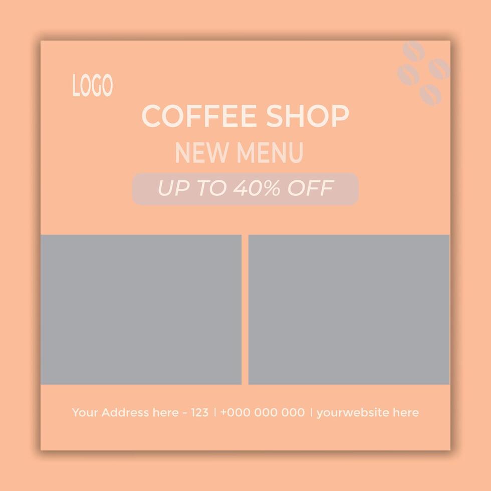 café boisson menu vente promotionnel social médias Publier bannière modèle vecteur