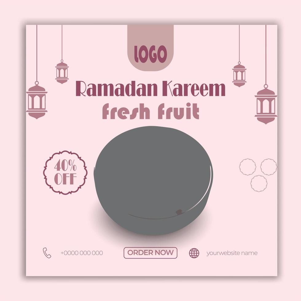 Ramadan kareem Frais fruit social médias Publier bannière modèle vecteur