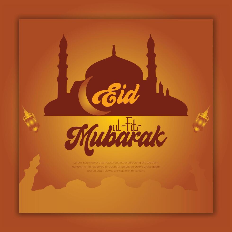 eid al-fitr mubarak islamique salutation carte, social médias Publier modèle, vecteur illustration