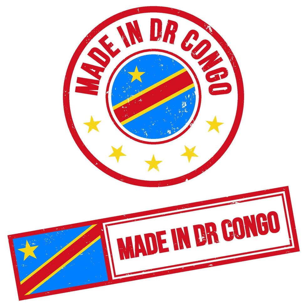 fabriqué dans démocratique république Congo timbre signe grunge style vecteur