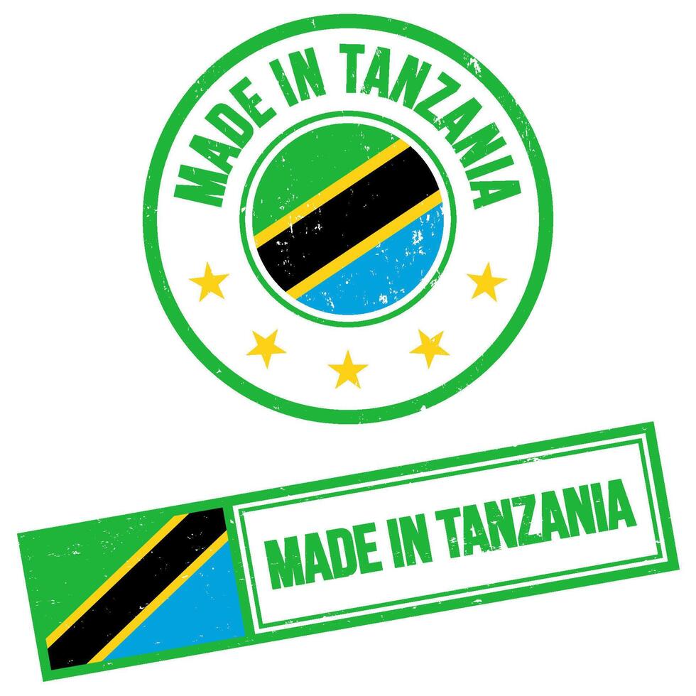 fabriqué dans Tanzanie timbre signe grunge style vecteur
