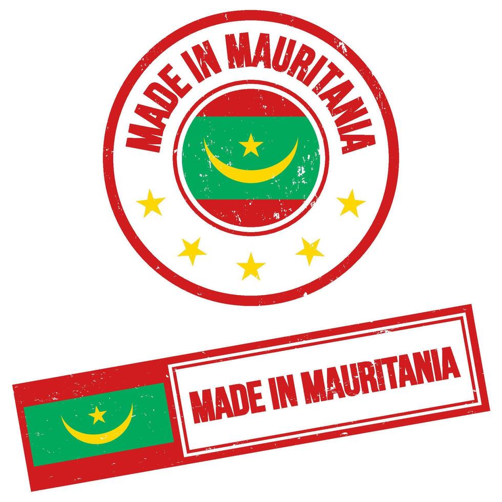fabriqué dans Mauritanie timbre signe grunge style vecteur