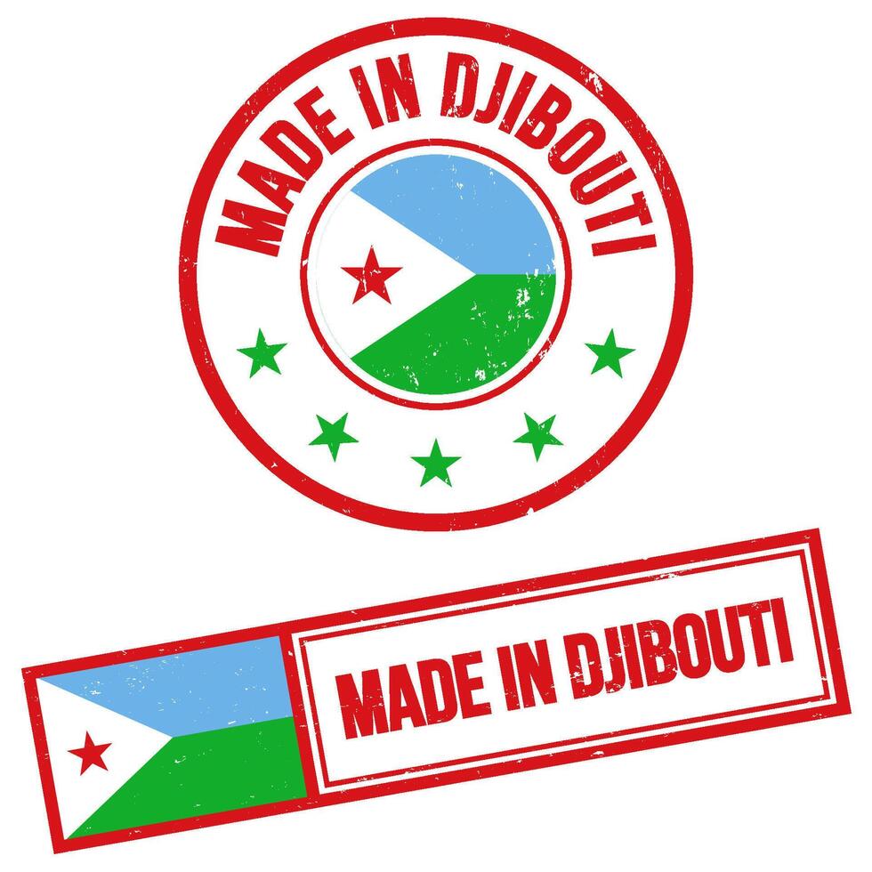 fabriqué dans djibouti timbre signe grunge style vecteur