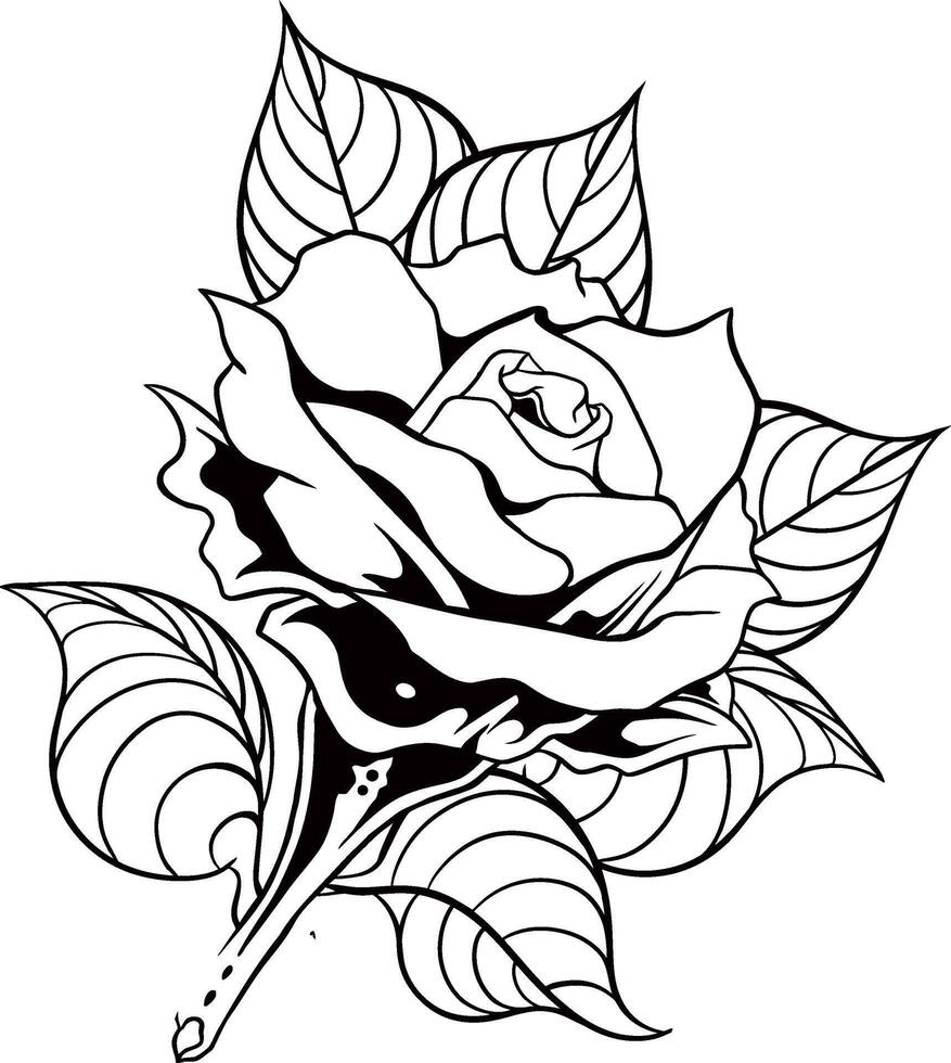 Rose fleur ligne art illustration vecteur