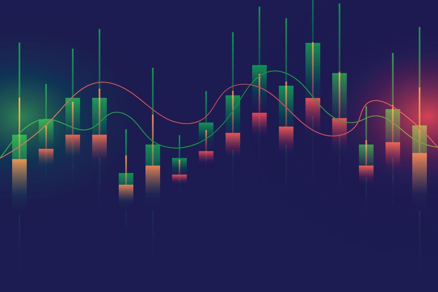 financier affaires statistiques avec bar graphique et chandelier graphique spectacle Stock marché prix sur foncé Contexte vecteur