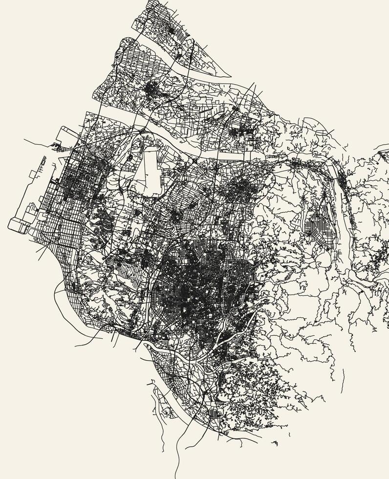 route carte de taichung ville, Taïwan vecteur