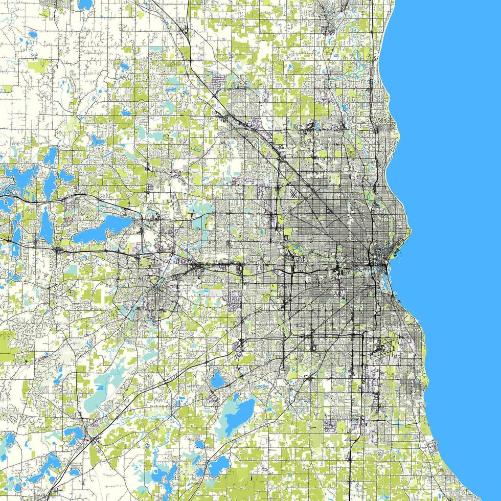 ville carte de Milwaukee, Wisconsin, Etats-Unis vecteur