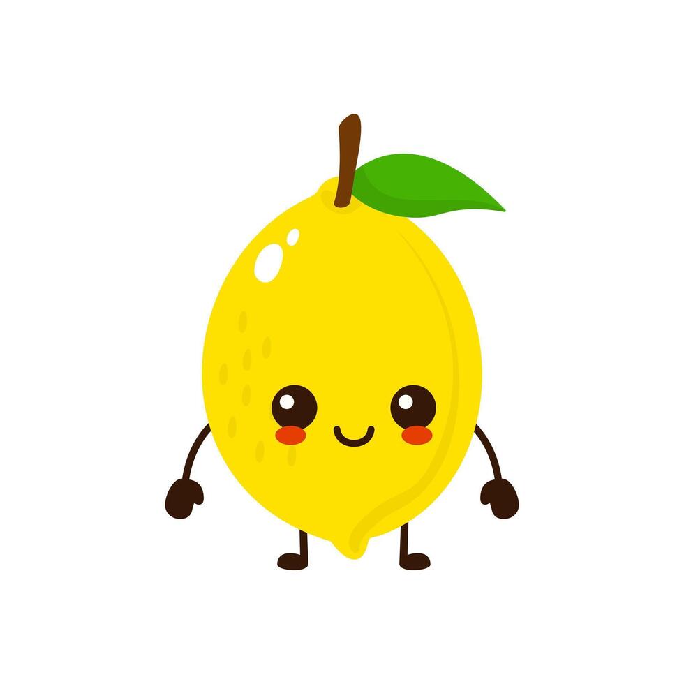 mignonne marrant citron fruit personnage. vecteur dessin animé kawaii personnage illustration