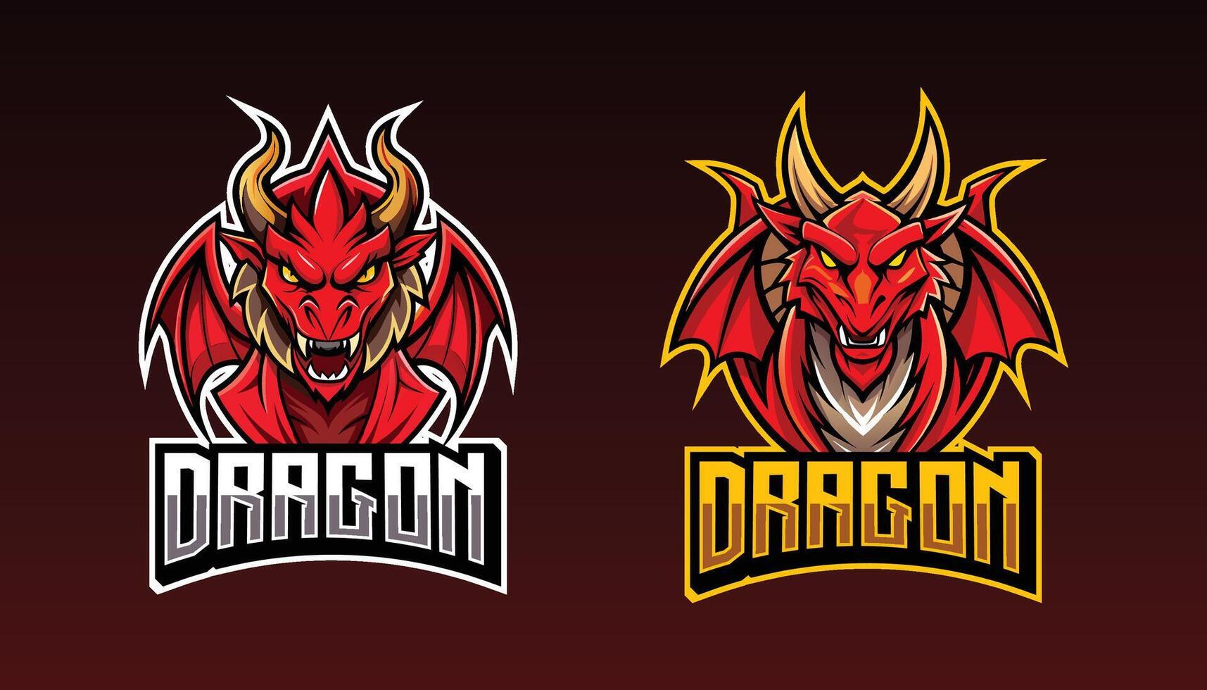 dragon esport jeu logo. ensemble de dragon mascotte conception vecteur