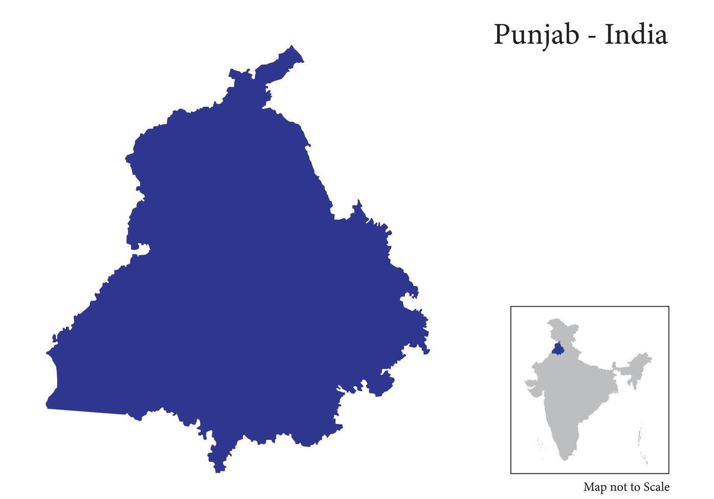 Pendjab, Inde, vecteur carte isolé sur blanc Contexte