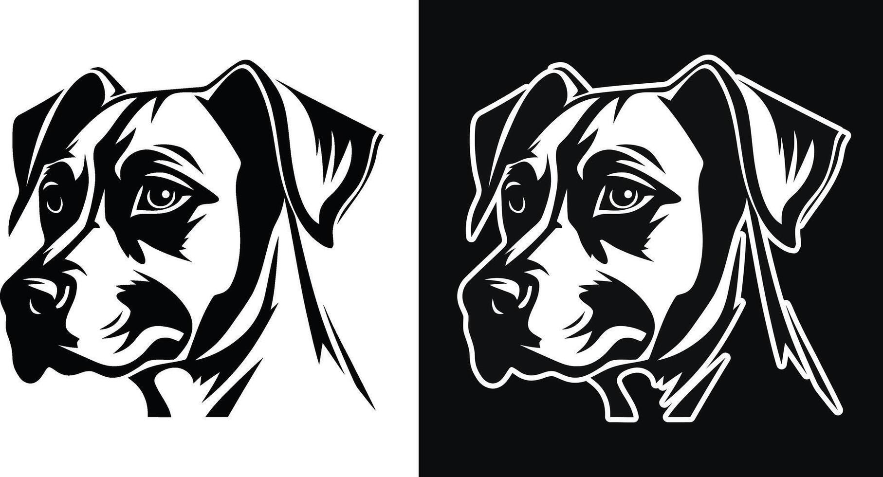 chien gros tête vecteur isolé illustration dans noir Couleur sur blanc Contexte