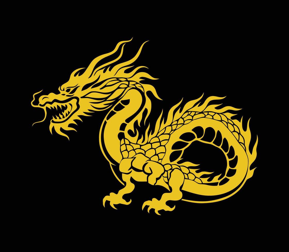 chinois dragon minimaliste logo et silhouette vecteur sur blanc Contexte