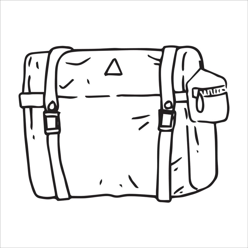 sac pour randonnée. Facile ligne dessin dans griffonnage style. vecteur