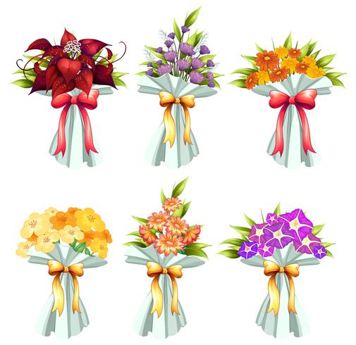 Bouquets de fleurs vecteur