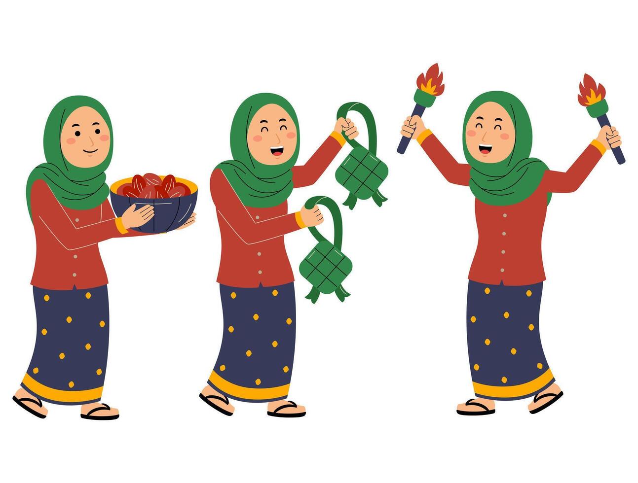 Jeune femme Ramadan activité vecteur illustration