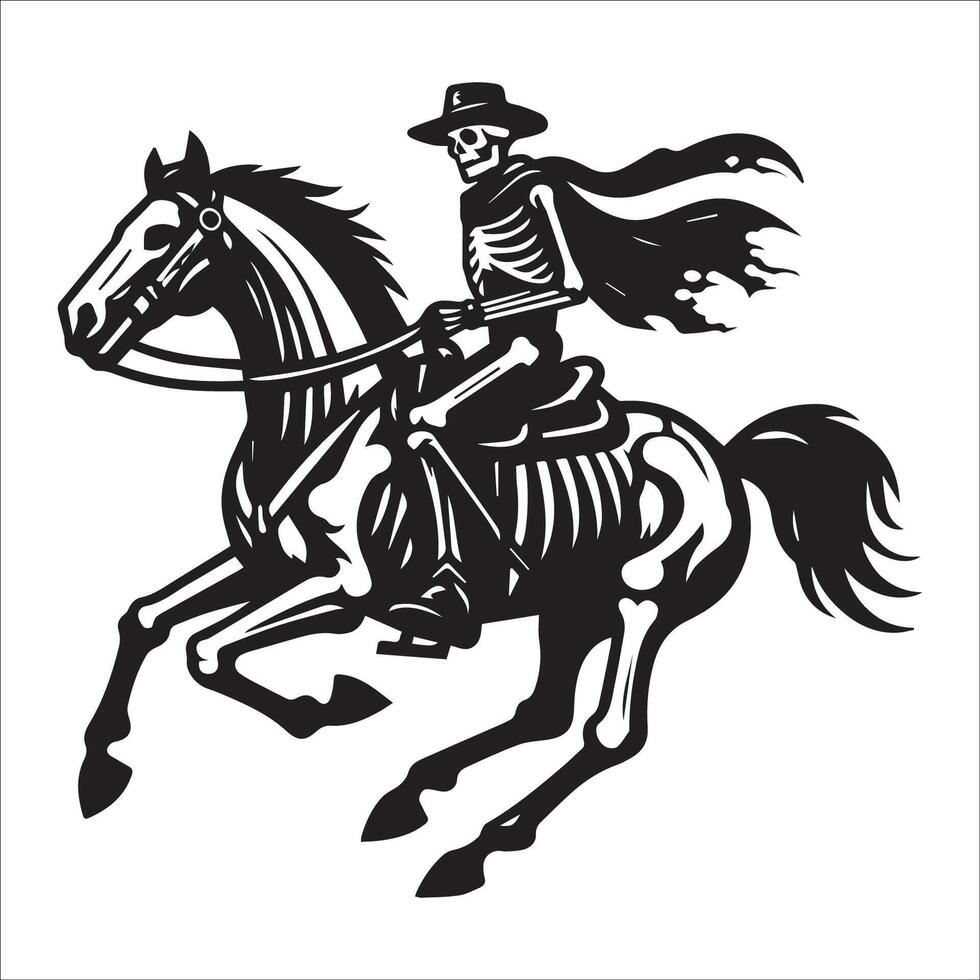 ai généré squelette équitation cheval illustration vecteur