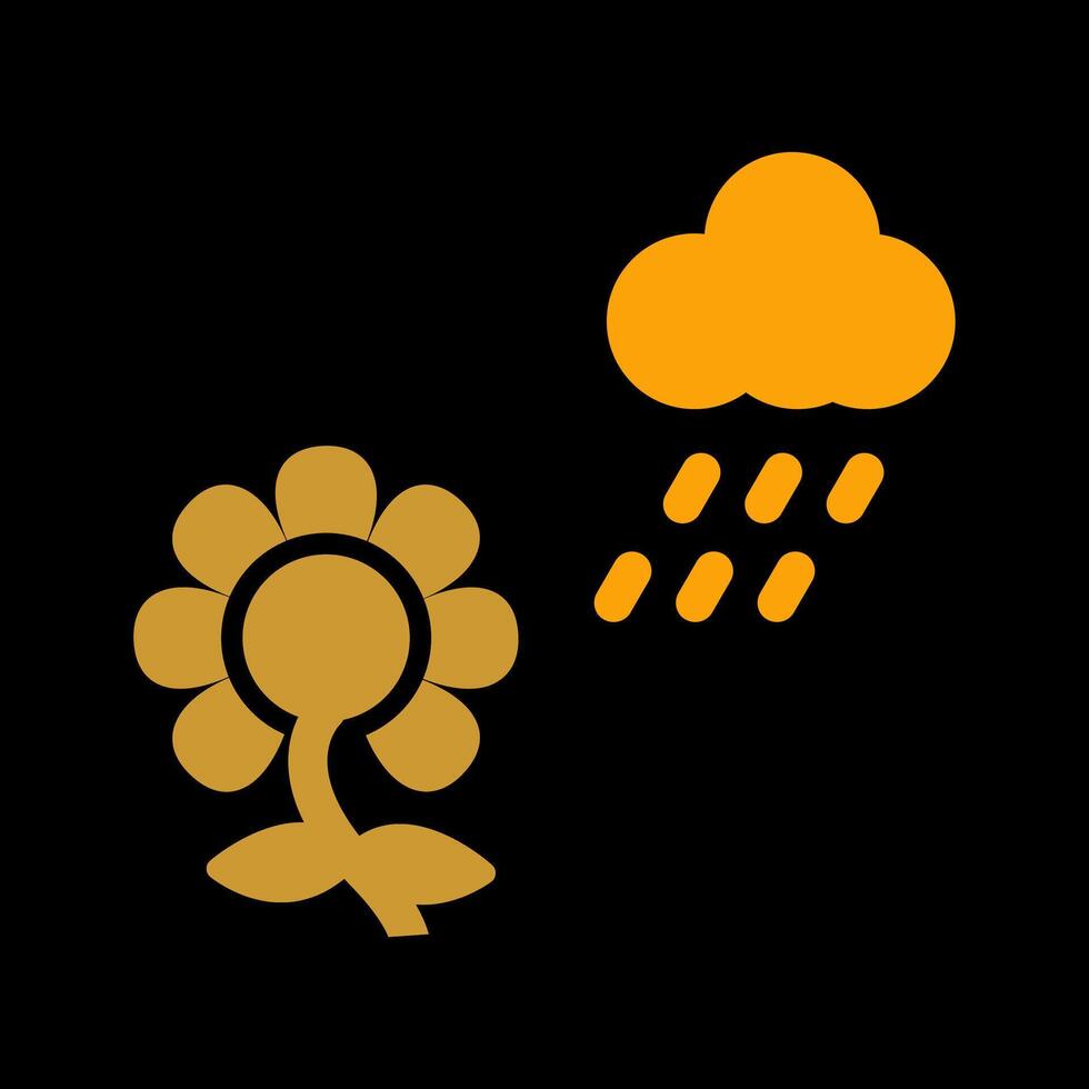 fleur avec icône de vecteur de pluie