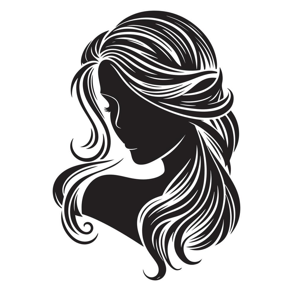 femme avec cheveux vecteur, silhouette de une fille, silhouette de une fille vecteur