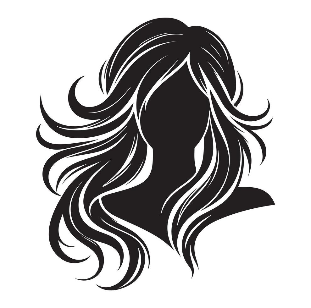 femme avec cheveux vecteur, silhouette de une fille, silhouette de une fille vecteur