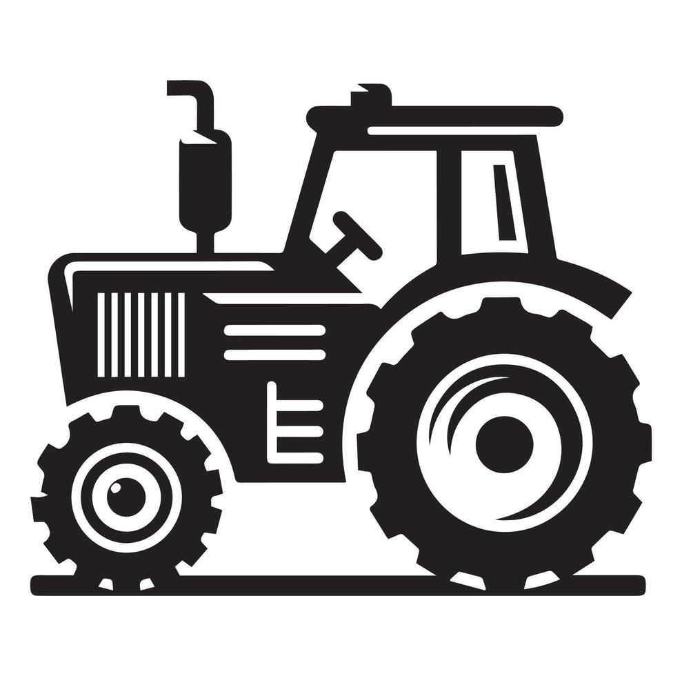 silhouette de une tracteur illustration vecteur avec noir vieux tracteur sur blanc arrière-plan, tracteur isolé sur blanc Contexte