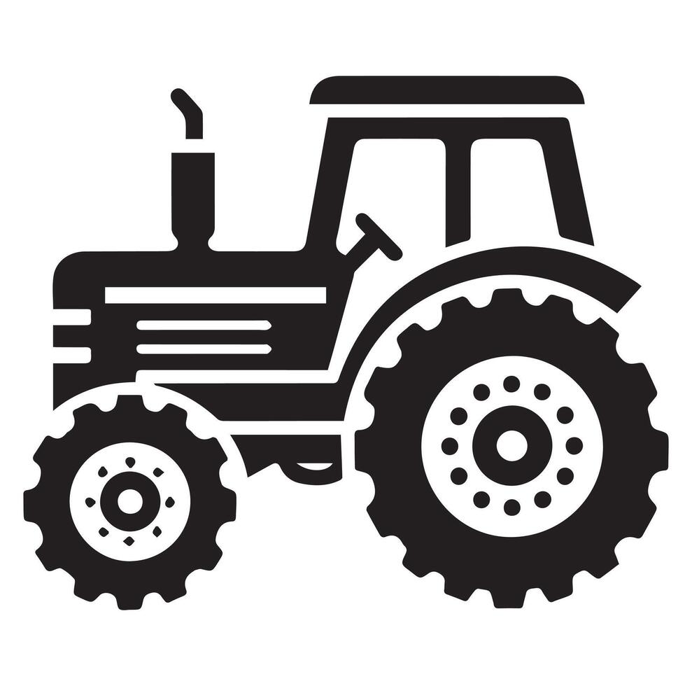 silhouette de une tracteur illustration vecteur avec noir vieux tracteur sur blanc arrière-plan, tracteur isolé sur blanc Contexte