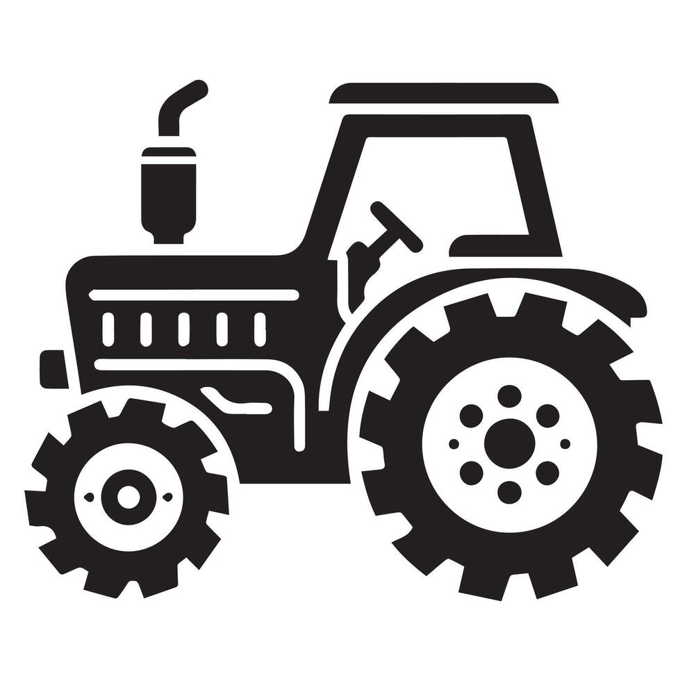 silhouette de une tracteur illustration vecteur avec noir vieux tracteur sur blanc arrière-plan, tracteur isolé sur blanc Contexte