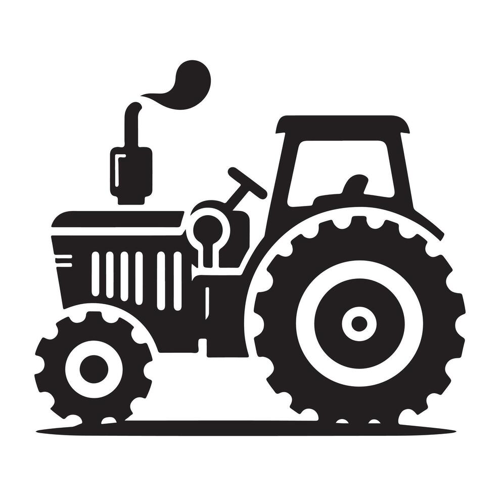 silhouette de une tracteur illustration vecteur avec noir vieux tracteur sur blanc arrière-plan, tracteur isolé sur blanc Contexte