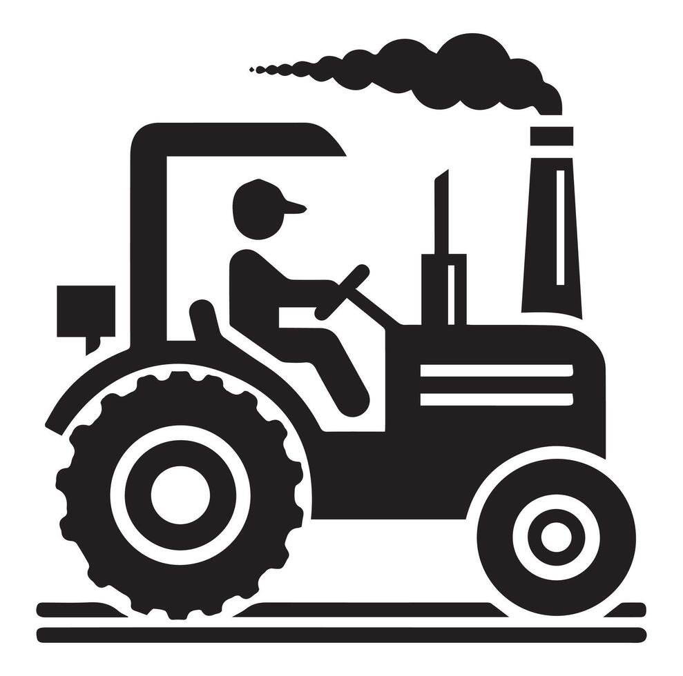 silhouette de une tracteur illustration vecteur avec noir vieux tracteur sur blanc arrière-plan, tracteur isolé sur blanc Contexte