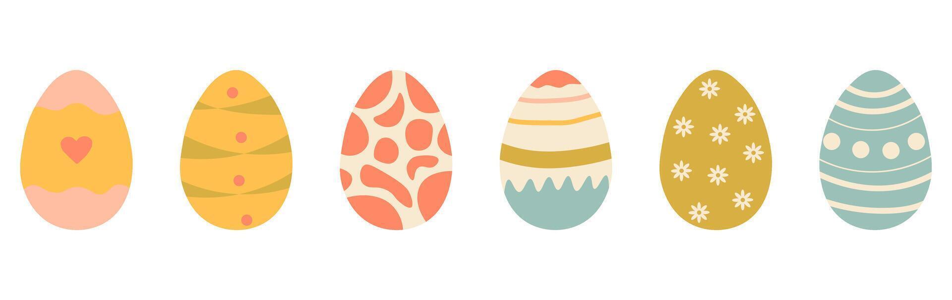 ensemble de mignonne coloré Pâques des œufs avec motifs. traditionnel religieux Pâques symboles. décoratif éléments collection vecteur