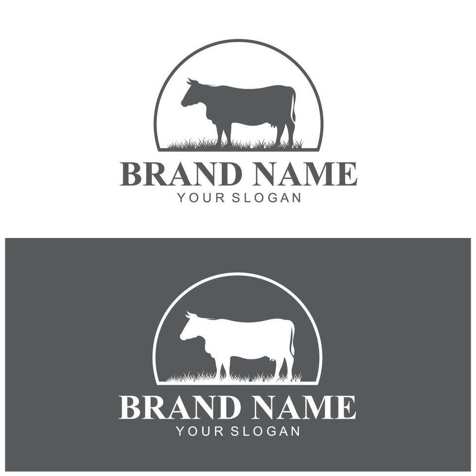 ferme logo vecteur modèle. ancien ferme logo conception vecteur illustration. vache logo