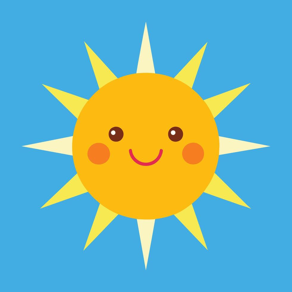 mignonne dessin animé souriant Soleil. marrant Soleil vecteur sur un isolé Contexte