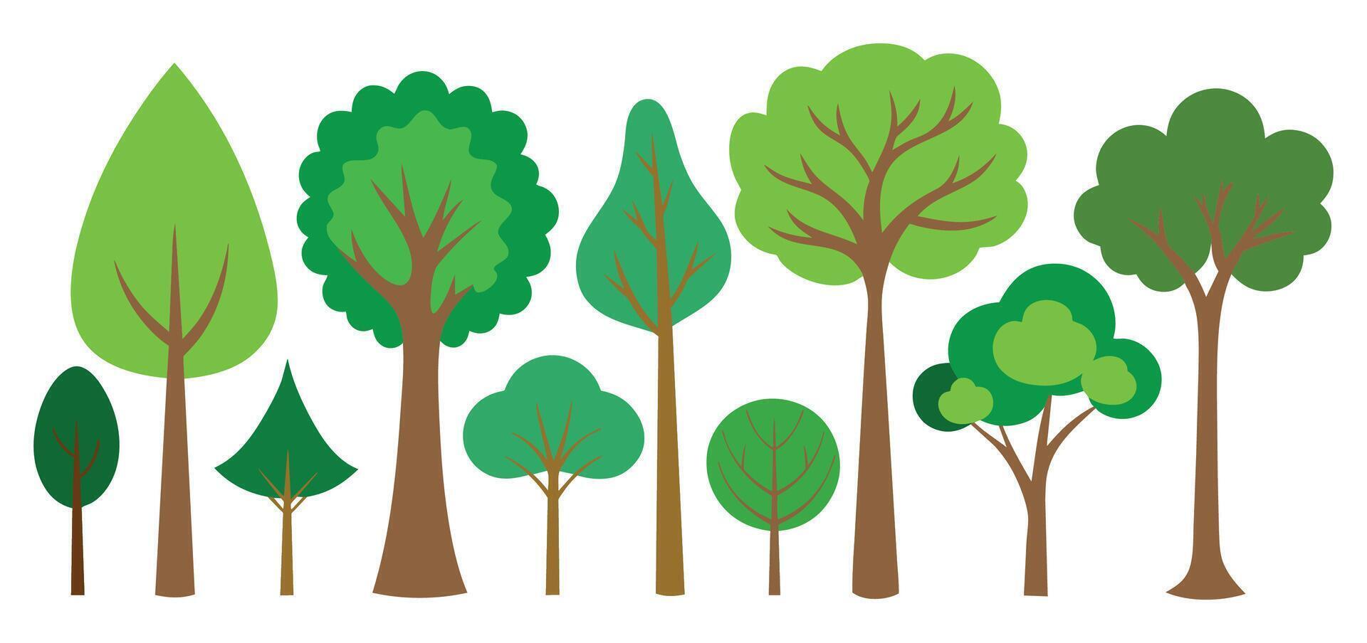 main tiré des arbres collection ensemble, illustration vecteur pour infographie ou autre les usages