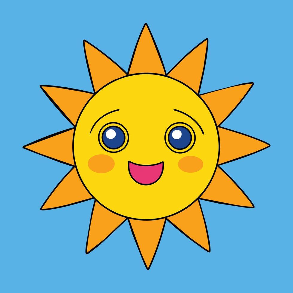 mignonne dessin animé souriant Soleil. marrant Soleil vecteur sur un isolé Contexte