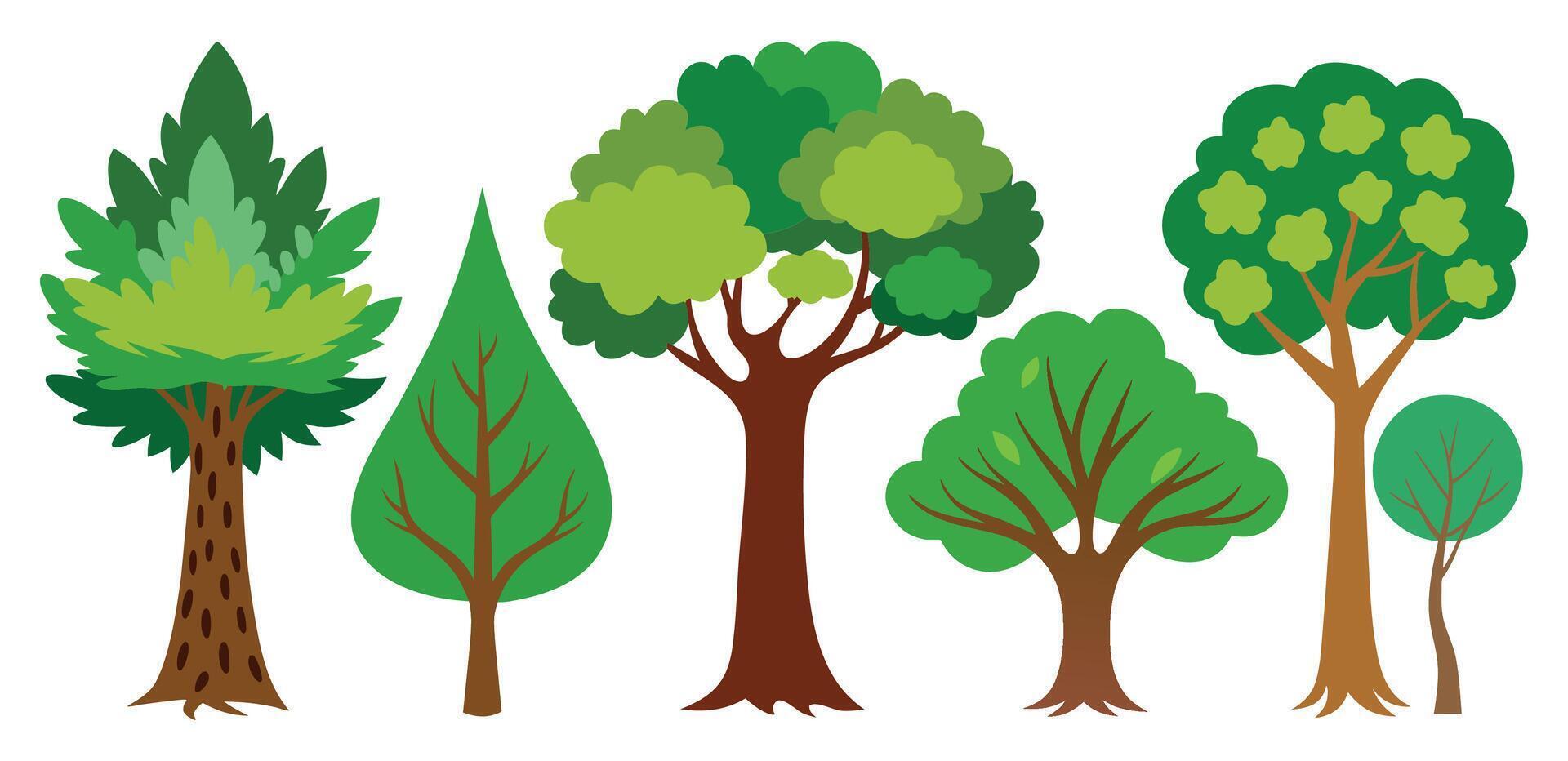 main tiré des arbres collection ensemble, illustration vecteur pour infographie ou autre les usages