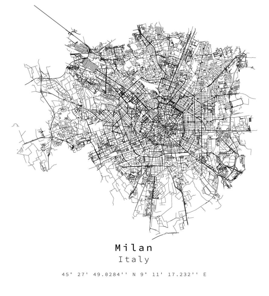 Milan Italie Urbain détail des rues routes carte ,vecteur élément image vecteur