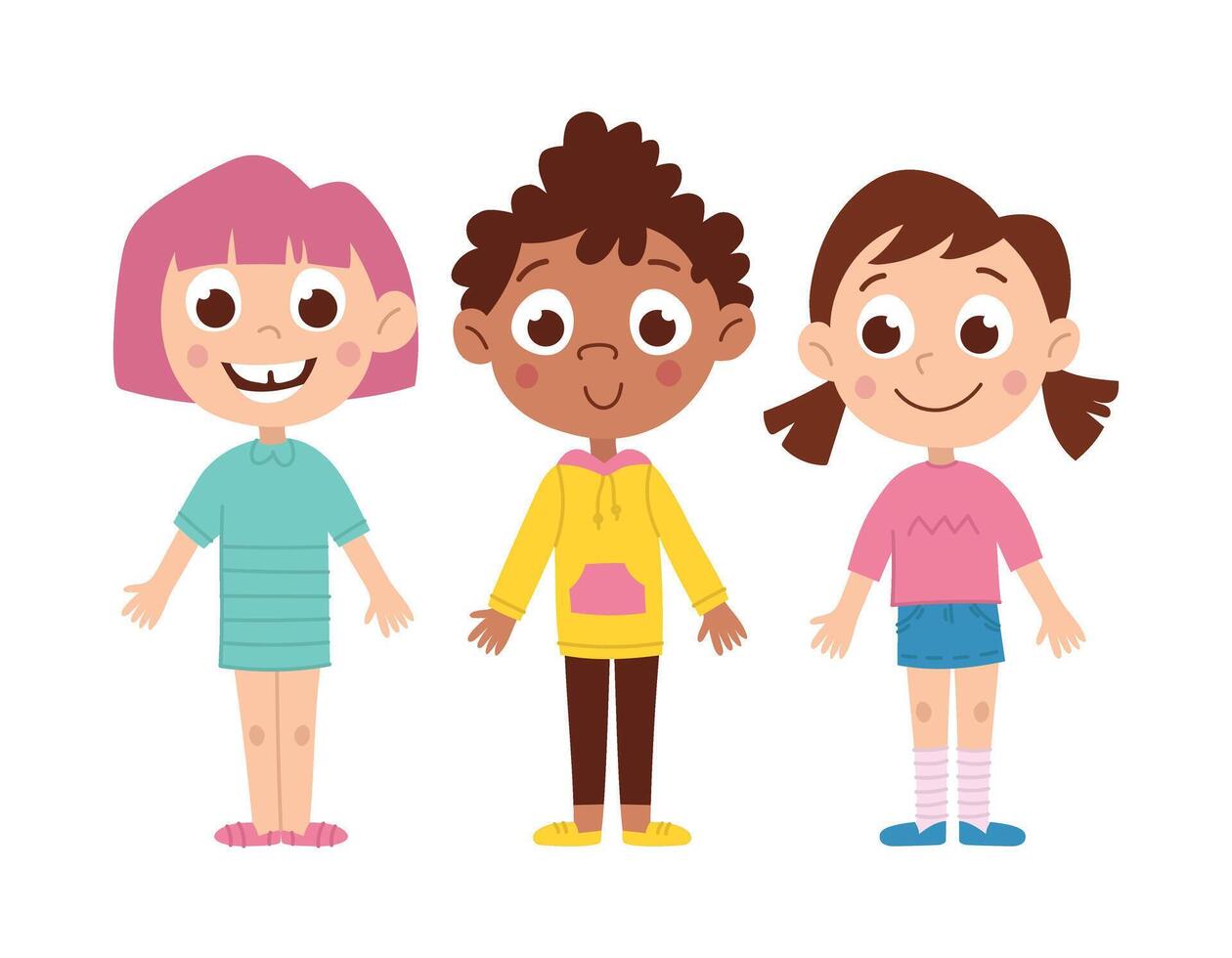 les filles personnages. international les enfants. vecteur plat dessin animé illustration