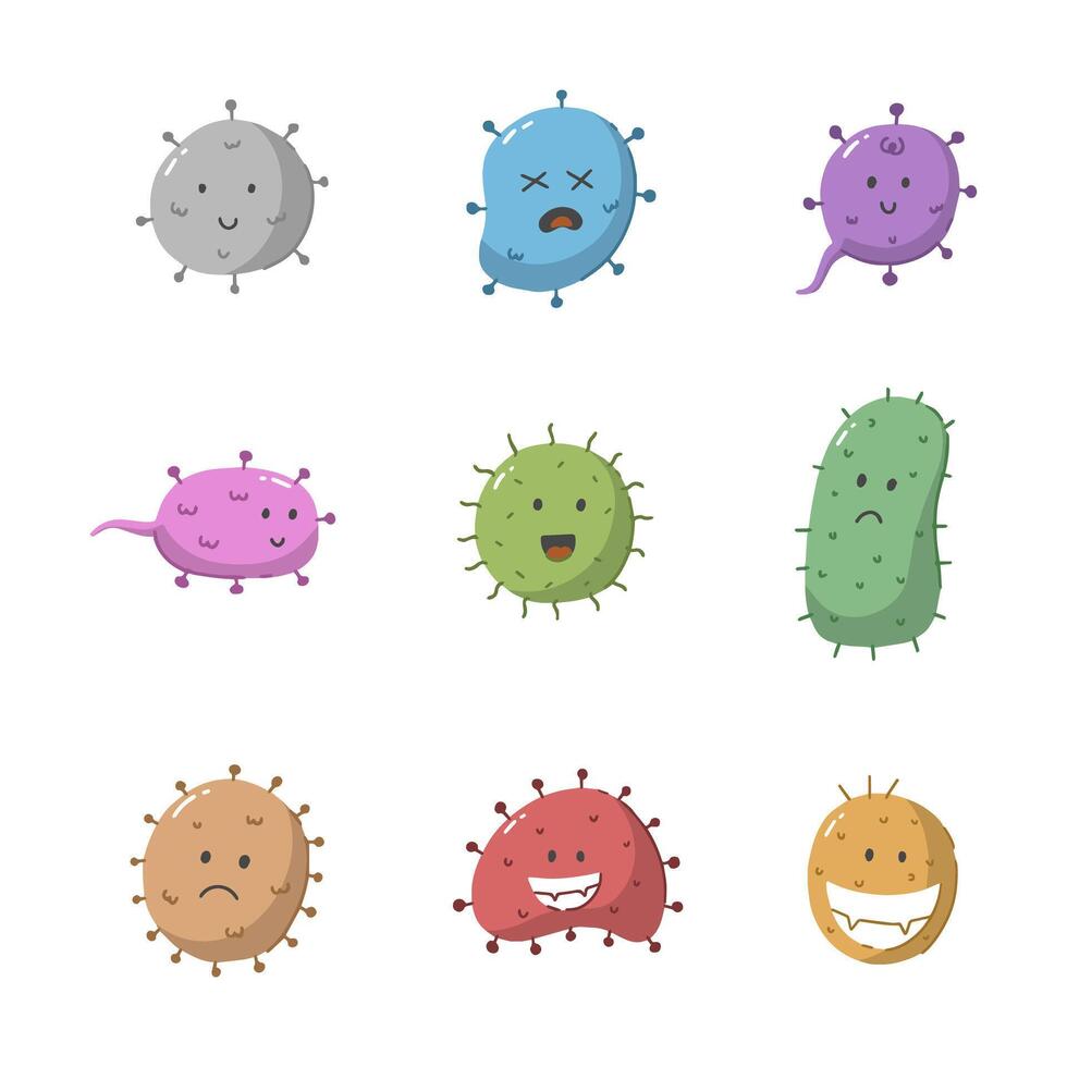 mignonne virus main tiré vecteur illustration