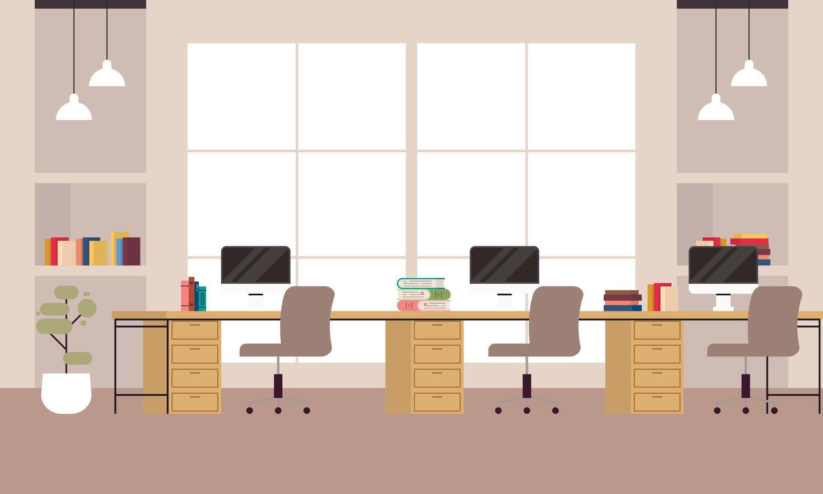 Créatif et moderne lieu de travail. moderne minimaliste vide Bureau intérieur concept illustration vecteur