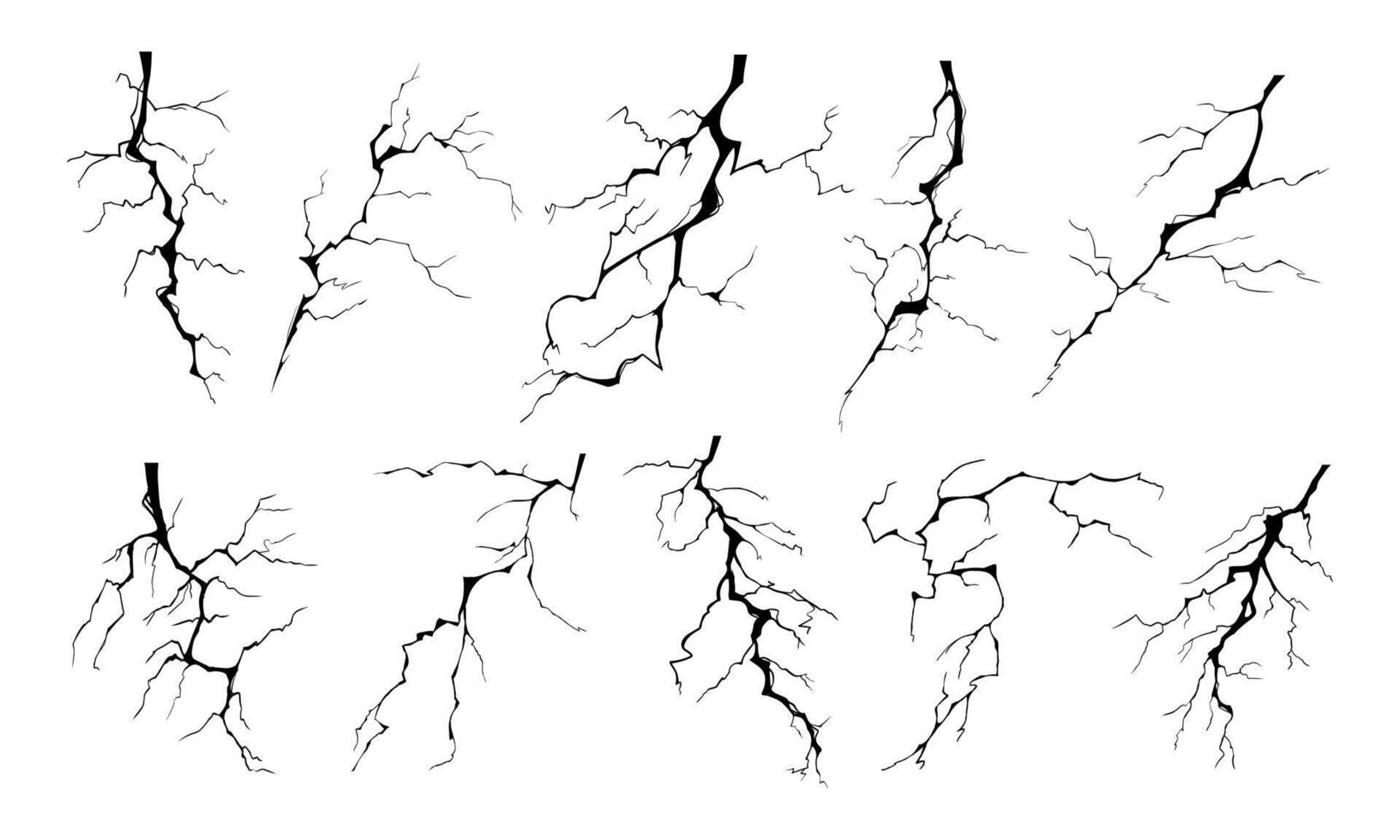 foudre la grève boulon silhouettes vecteur illustration ensemble.