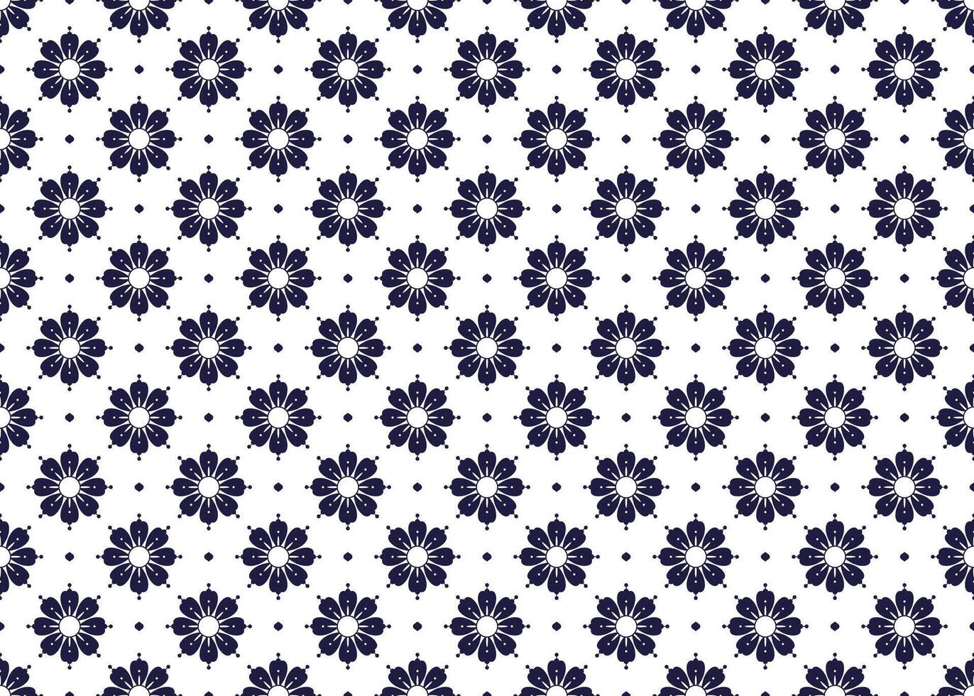 symbole géométrique blanc fleur sur bleu Contexte sans couture modèle pour tissu tapis fond d'écran emballage etc. vecteur